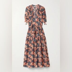 Ulla Johnson Selena Floral-print Cotton-blend Voile Midi Dress In Orange